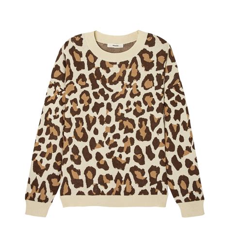 pull motif leopard femme imprime ecru