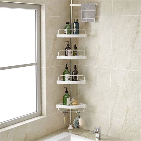 stainless corner shower shelf organize  bathroom  style   community
