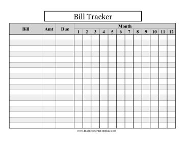 large print bill tracker template planner printables  printable