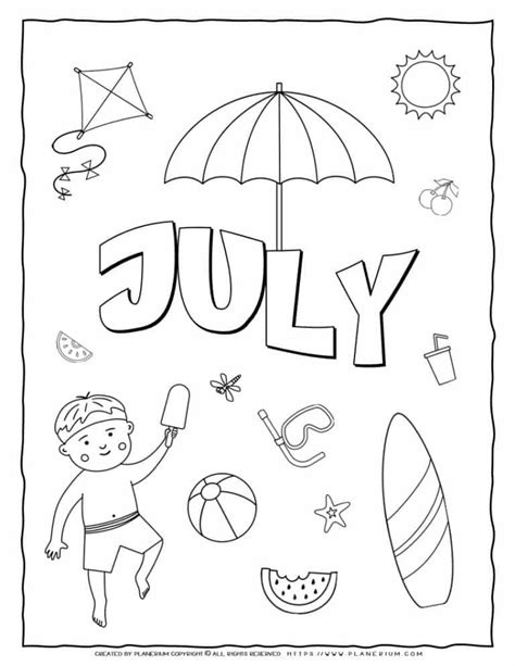 july coloring page planerium