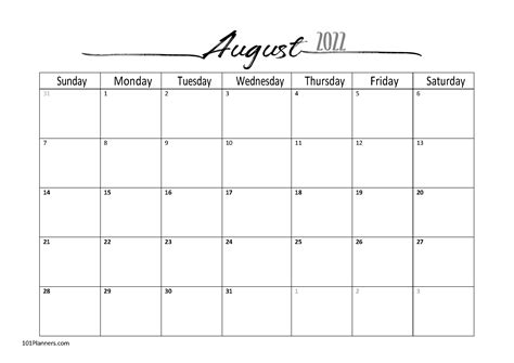 august calendar cute  printable august  calendar designs