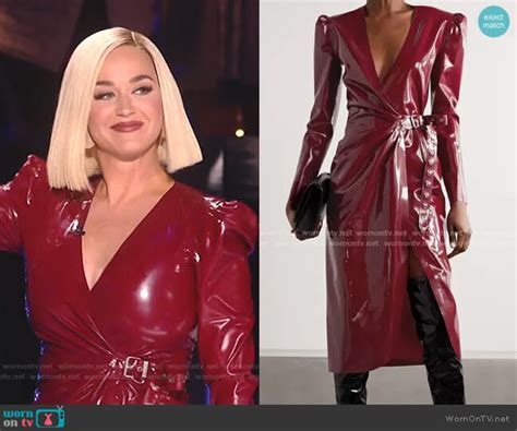 Wornontv Katys Red Latex Wrap Dress On American Idol Katy Perry