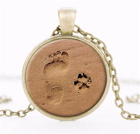footprint dog paw print   sand necklace paw print necklace