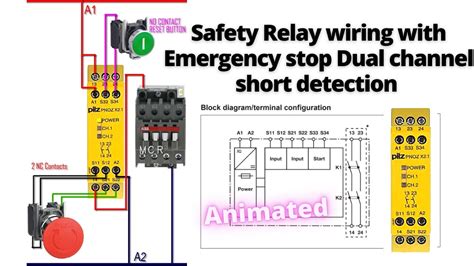 wire safety relay emergency stop dual channel monitoring  reset easy explained