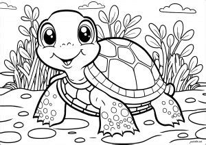 smiling turtle  color turtles tortoises adult coloring pages