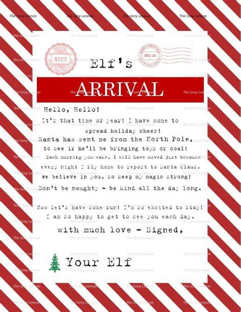 editable easy christmas elf arrival  letter  etsy elf