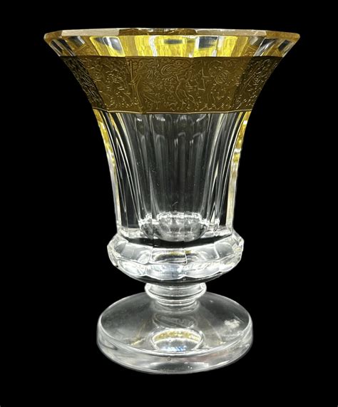 Ds Moser Faceted Glass Vase Decorated With A Gilt Band Depicting