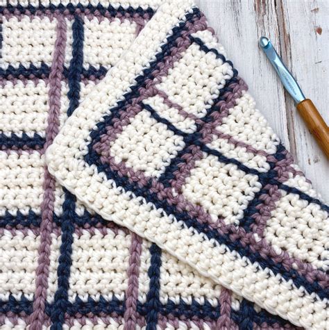 tartan plaid blanket  crochet pattern love life yarn