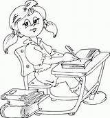 Coloring Desk Sitting Schoolgirl Pages رسومات Yahoo Search Board مدرسيه Designlooter Coloriage Kids Colouring Choose sketch template