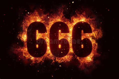 666 Fire Satanic Sign Gothic Style Evil Esoteric Stock