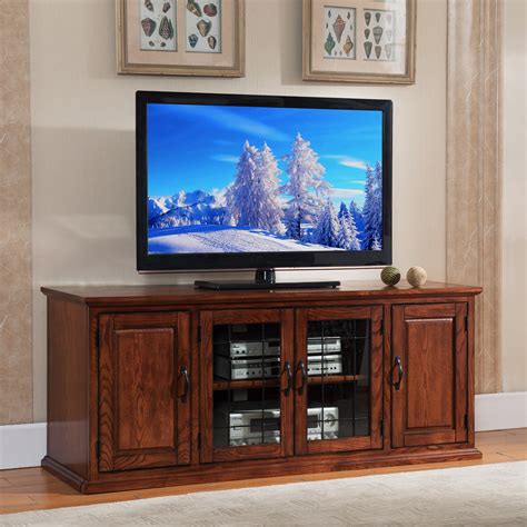 shop kd furnishings oak finish woodglass   tv stand