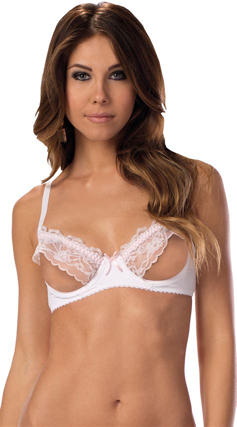 Sexy Ruffled Open Cup Shelf Bra Open Cup Bridal Bra Lacy Cupless Demi Bra