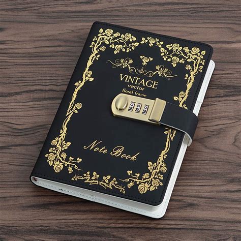 vintage paper notebook  lock combination password lock diary