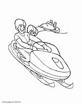 Coloring Pages Snowmobile Sheets Printable Winter Seasons sketch template