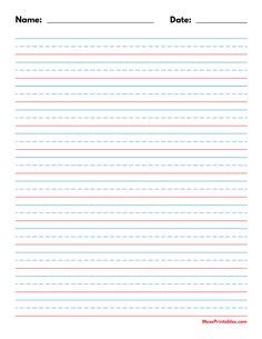 printable blue  red   date handwriting paper