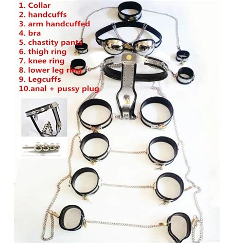 stainless steel 11 pcs set sex products female chastity belt slave