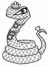 Snake Coloring Pages Rattlesnake Monster High Kids Pets Drawing Realistic Scary Cleo Nile Viper Snakes Draculaura Pet Color Eyes Sea sketch template