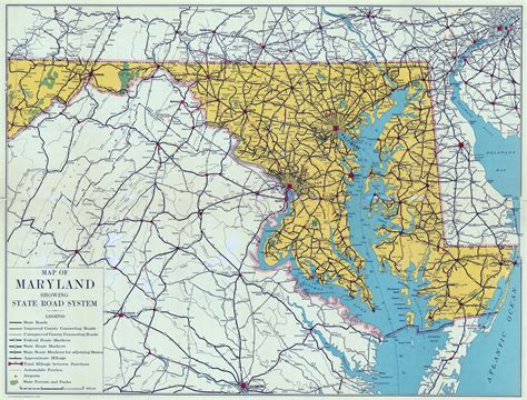 large detailed road sysytem map  maryland state  vidianicom maps   countries