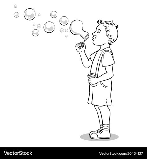 child blowing bubbles coloring book royalty  vector