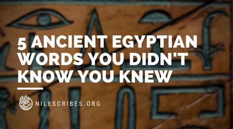 This Week The Nile Scribes Explore The Origins Of Five Ancient Egyptian