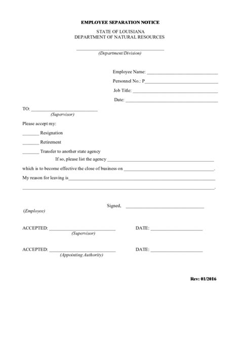 top  employee separation form templates      format