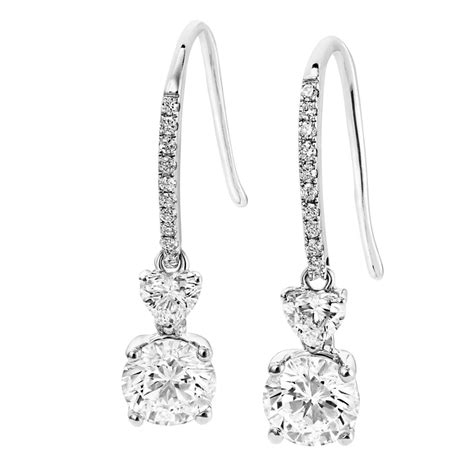 berry s 18ct white gold heart shape and brilliant cut diamond earrings