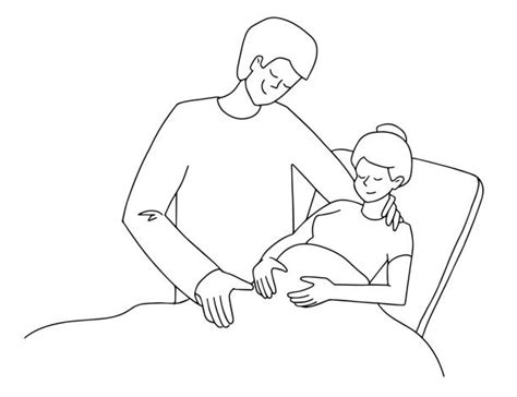 cartoon of the pregnant women giving birth illustrations royalty free