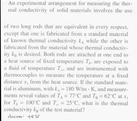 solved  experimental arrangement  measuring  thermal cheggcom