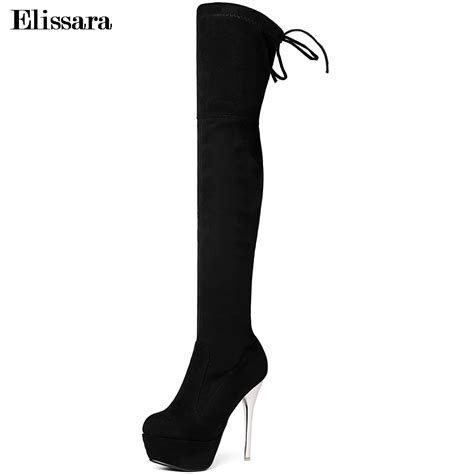 elissara thigh high women over the knee boots lace up sexy heels women