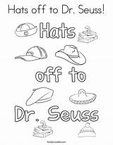 Seuss Coloring Dr Sheet Birthday Hats Off Happy Book Noodle Twistynoodle Print Twisty Outline Built California Usa Cursive sketch template