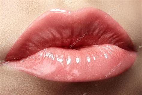 Cosmetics And Makeup Closeup Shoot Of Beautiful Lips Of