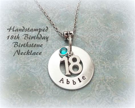 birthday gift personalized handstamped girl birthstone necklace