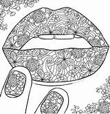Coloring Pages Nail Lips Nails Colouring Adult Printable Mandala Lip Color Kids Nature Popular Info Colormatters Floral sketch template