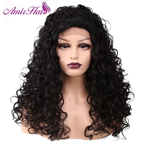 Amir Black Wig Long Afro Kinky Curly Wigs Free Part Synthetic Lace