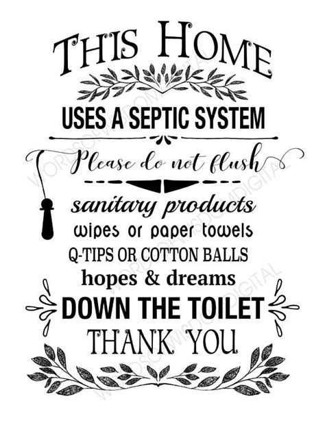 bathroom sign septic system   flush toilet sign printable