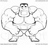 Buff Cartoon Guy Super Happy Muscular Hero Coloring Outlined Clipart Vector Illustration Lineart Male Giving Two Thumbs Thoman Cory Royalty sketch template