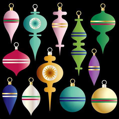 christmas colorful ornaments vector clipart set  vector art