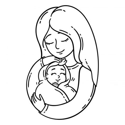 premium vector mother holding baby baby coloring pages baby