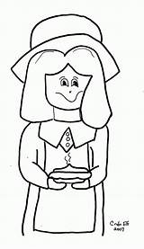 Coloring Pilgrim Girl Popular sketch template