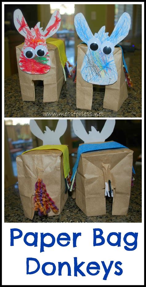 paper bag donkeys donkey crafts  kids mess