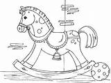Horse Rocking Coloring Pages Edupics Cheval Bascule качалка лошадка Animaux Horses Drawings sketch template