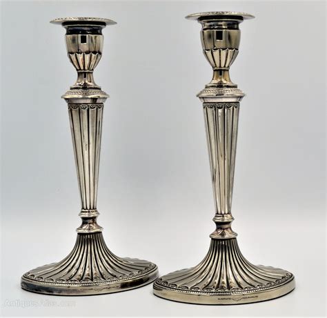 antiques atlas vintage silver plated pair candlesticks  superb