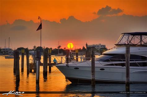 boat  sailfish marina  sunset singer island royal stock photo
