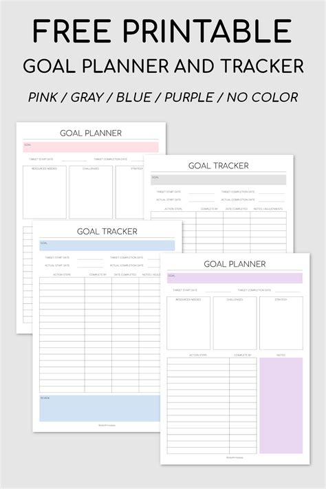 printable goal planner  goal tracker
