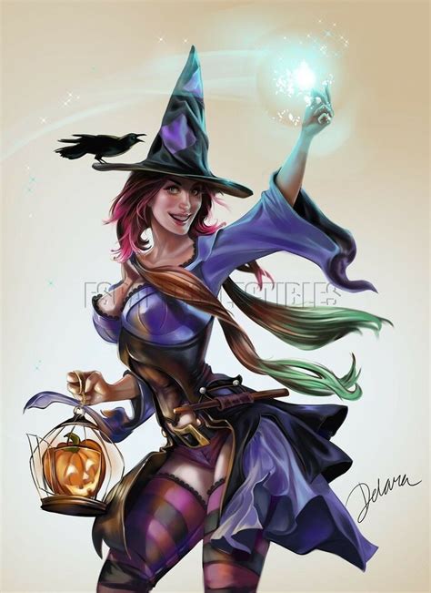 cris delara jolly halloween ii sexy witch pin up girl art no bg signed print ebay