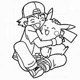 Pikachu Ash Coloring Pokemon Pages Hug Ketchum Drawing Cute Tight So Printable Colouring Coloringsky Getcolorings Getdrawings Hugging Pag Colorings sketch template