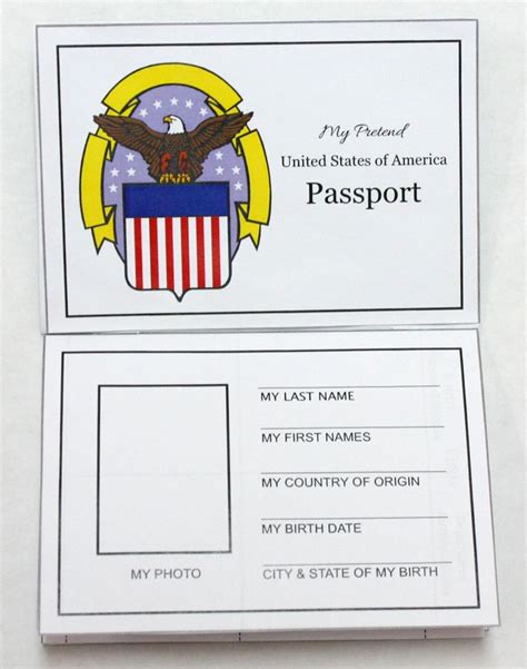 pretend passport craft open passports  kids passport template