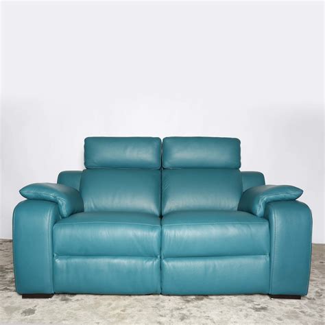 trend blue leather reclining sofa vinterior