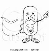 Pill Super Cartoon Mascot Happy Hero Clipart Royalty Toon Hit Vector Aid Running Kit First sketch template