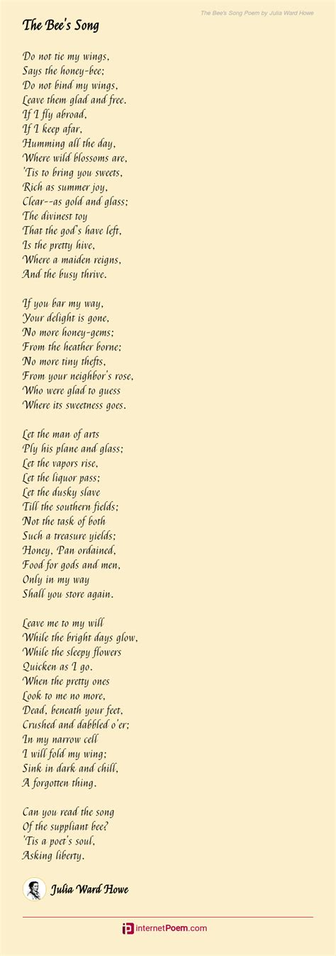 The Bees Song Poem By Julia Ward Howe